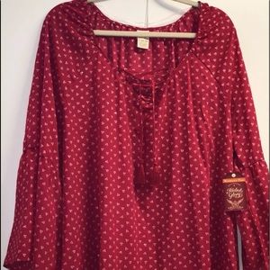 Faded Glory Womens size 2X (18w-20w) Blouse Red